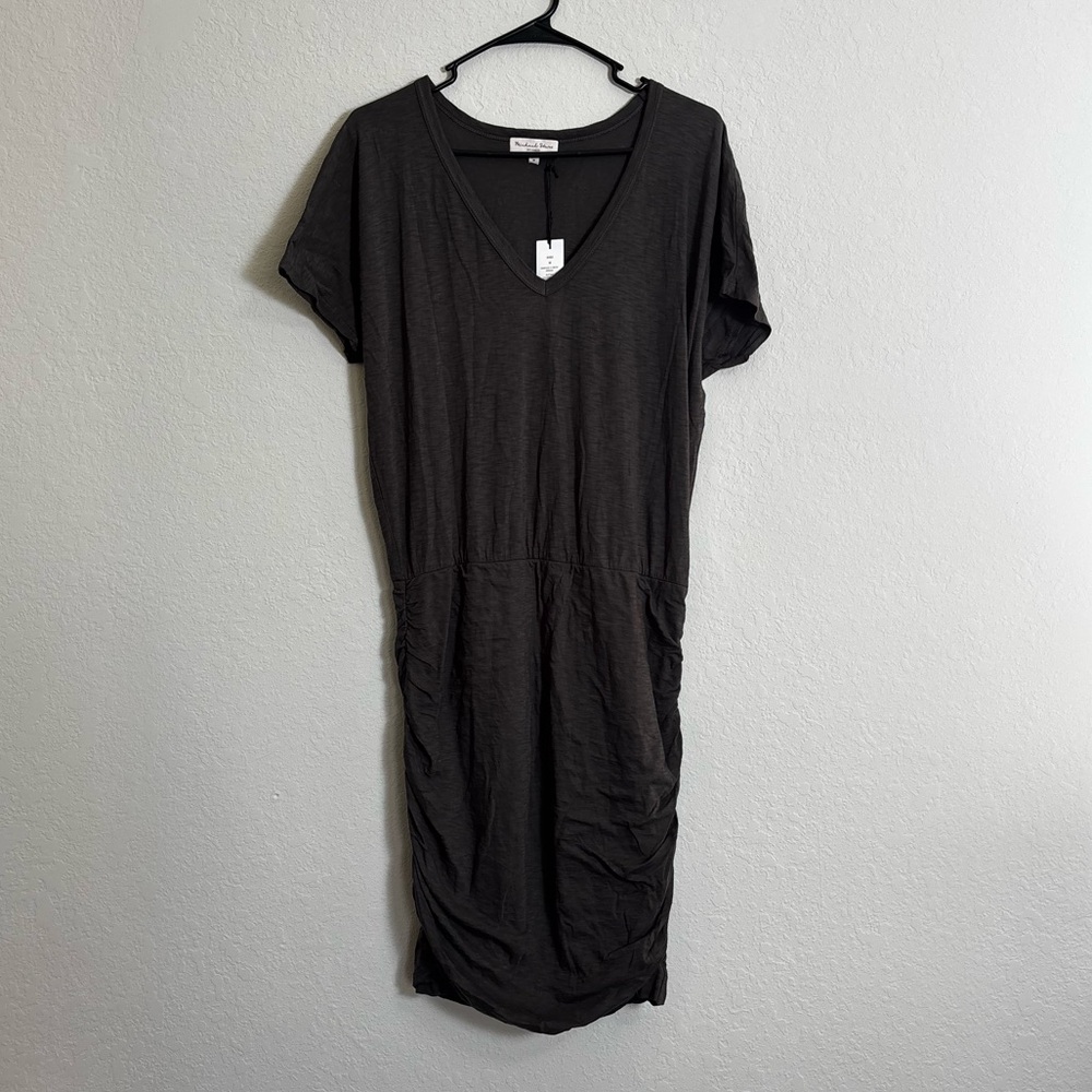 Michael Stars Charcoal V-Neck Midi Dress